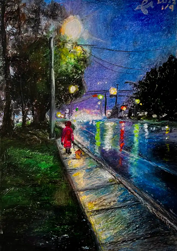 street near home in the rain
