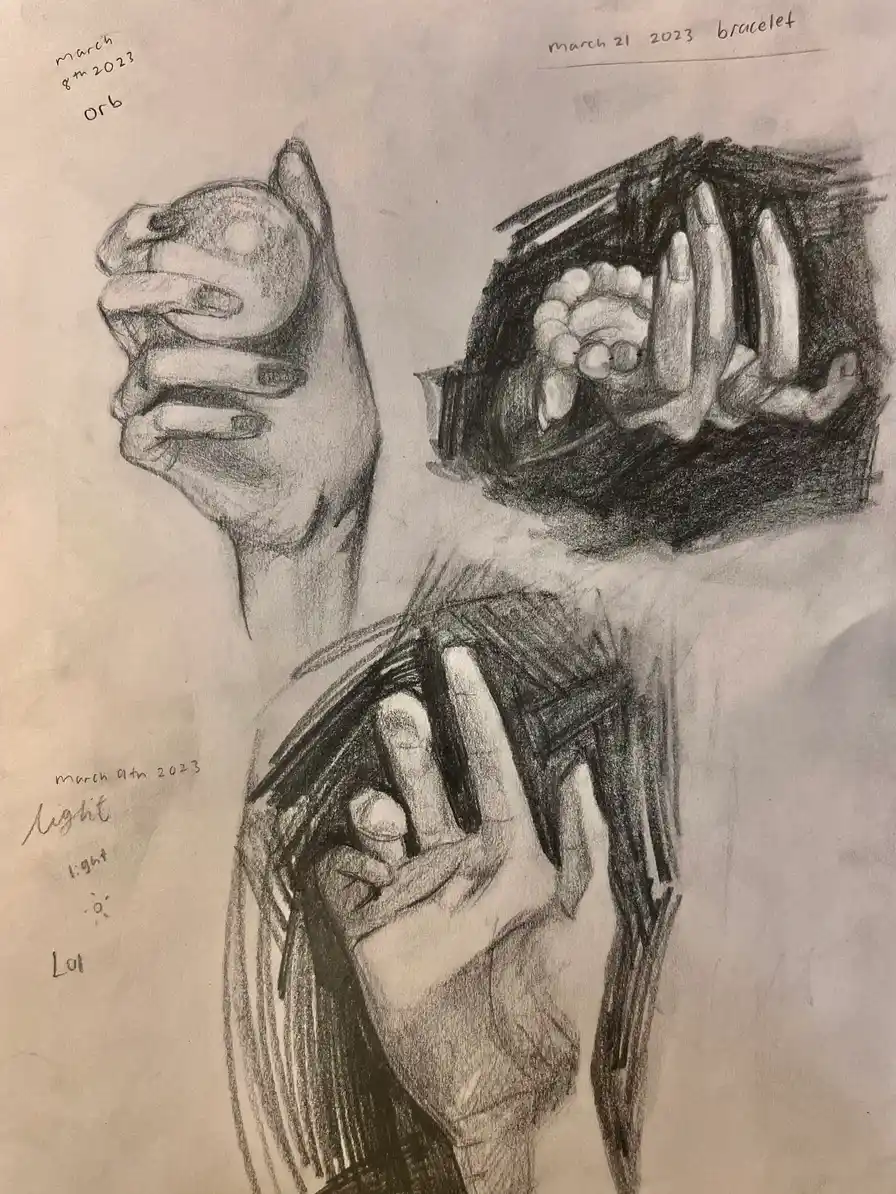 some hands, art 10 daily sketches