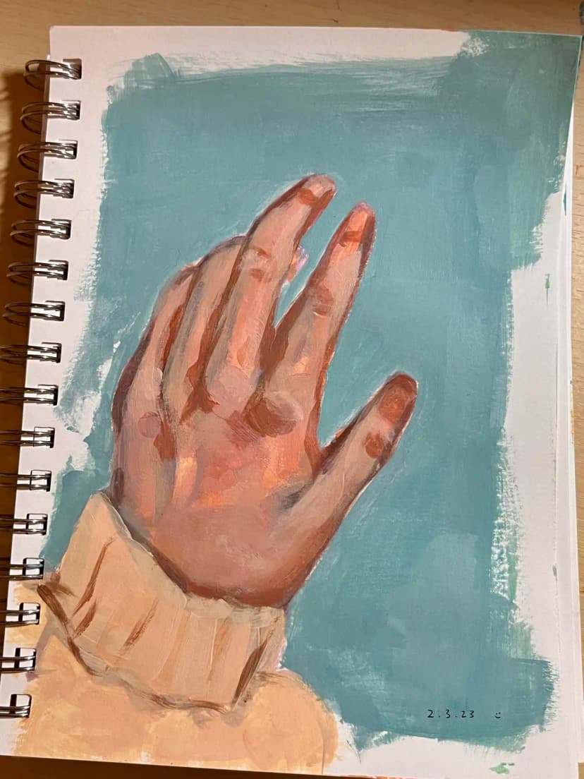 sketching my left hand again